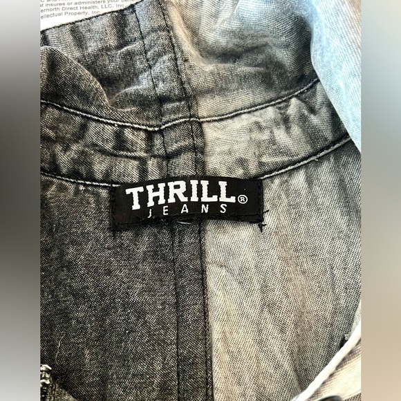 VTG THRILL,’90’s, Button-Up Denim Top, Destroyed Frayed Hem,Excellent Condition - Picture 9 of 13